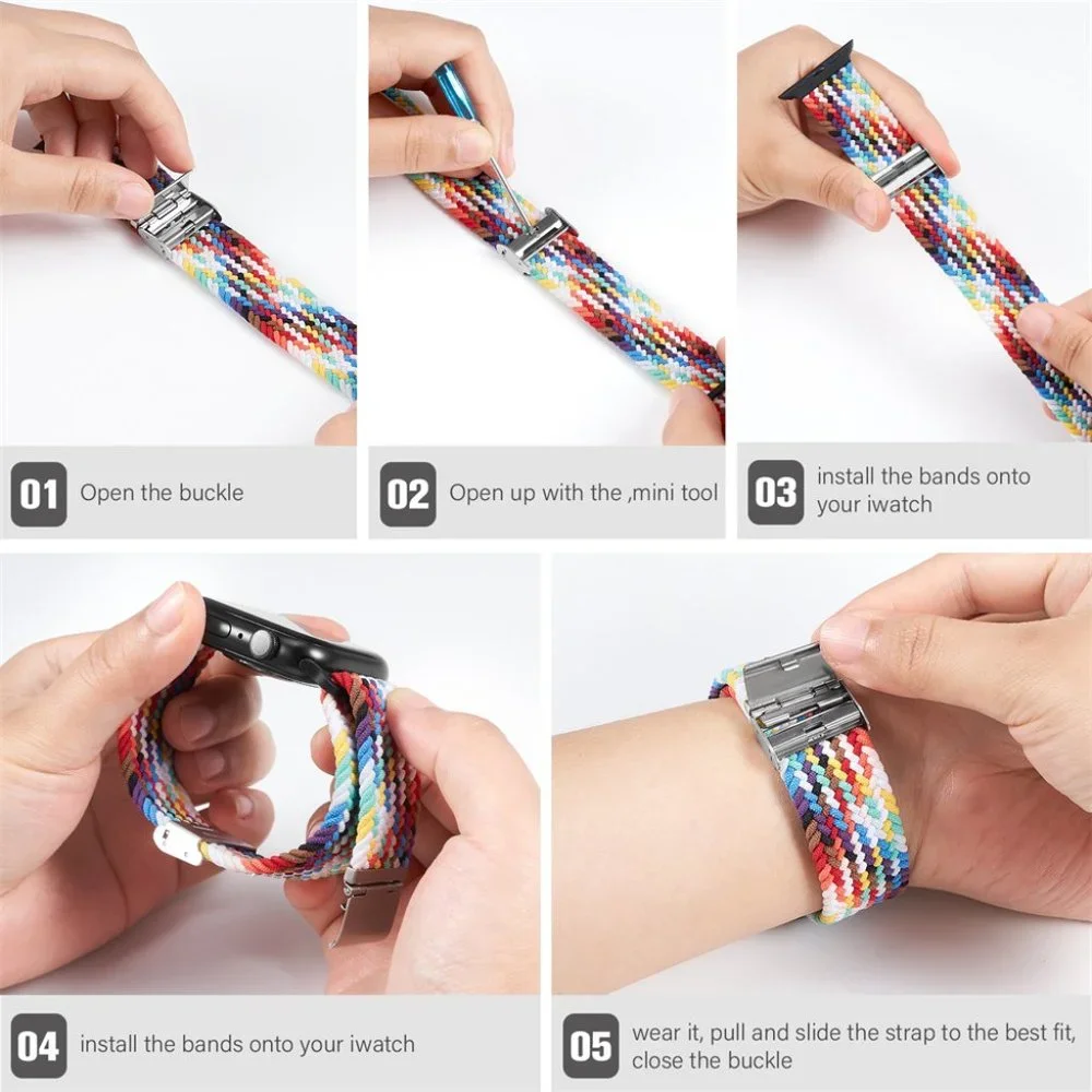 NEW[BAND] Adjustable Creamy Unity Braided Solo Loop For Apple Watch - Picture 4 of 4